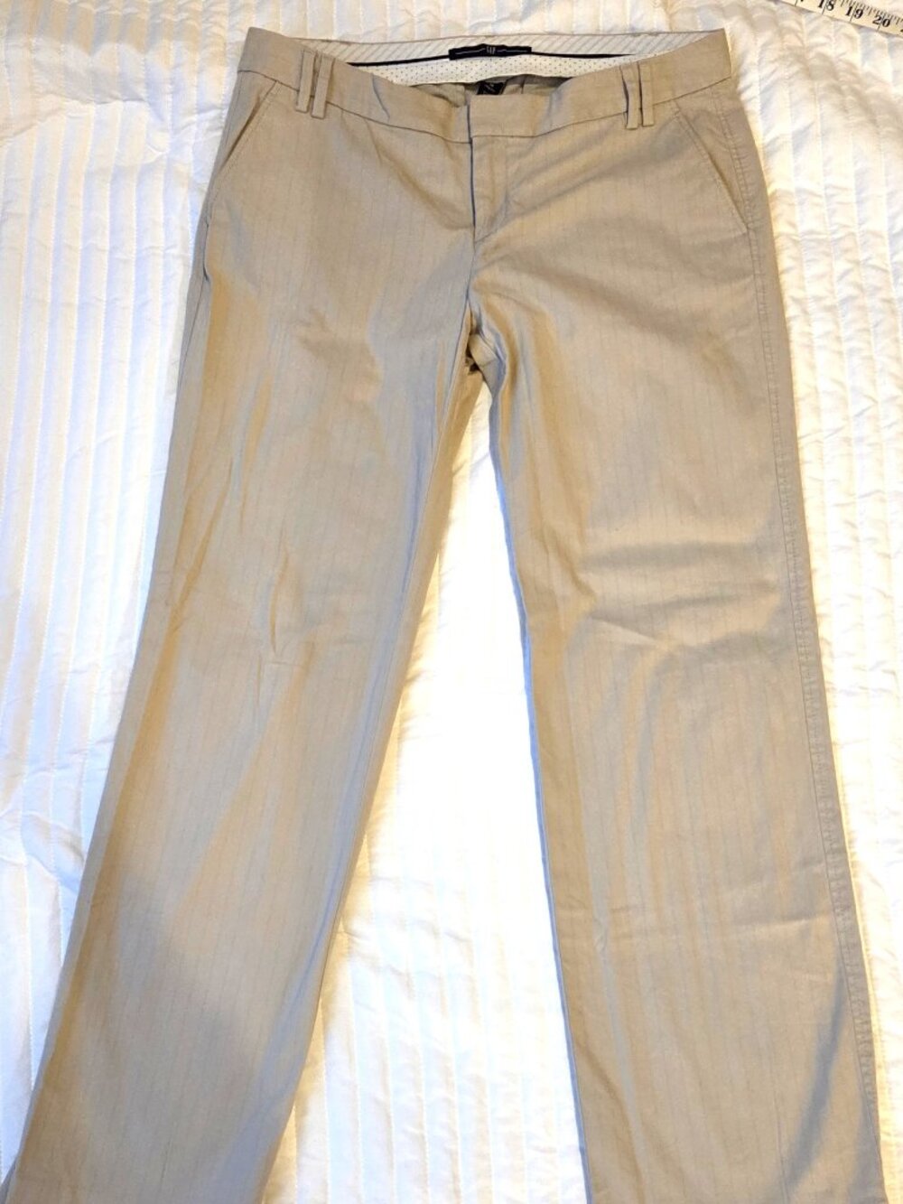 GAP Women's Beige Straight-Leg Chinos, Pin-Stripe, Beige, Excellent Condition